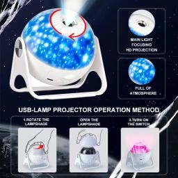 Luz de Projeção do Céu Estrelado com 7 Efeitos de Luz, Espaço Plug USB, Atmosfera Galáctica, Luz Noturna Criativa - Image 2