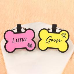 Personalizado osso Silicone Dog Tag, gravado Name Tags, personalizado Pet ID Card, Soundless Puppy Gift - Image 2