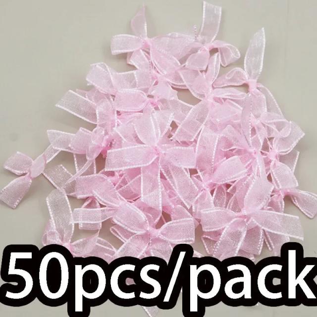 Laço de Fita de Organza 3.5x4.5cm 50 Peças para Decoração DIY