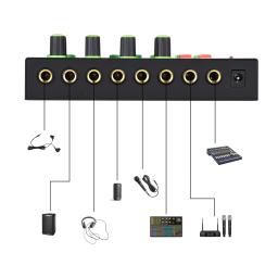 Misturador de áudio estéreo portátil, amplificador de auscultadores, botão ajustável de volume leve para guitarra, TV, celular, Record Studio, 4 canais - Image 4