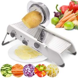 Slicer Mandoline Julienner Seguro Ajustável Lâminas Ralador De Legumes Em Aço Inoxidável Profissional Multi-função de Tomate Slicer - Image 1