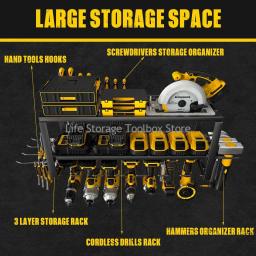 Organizador de ferramentas elétricas manuais, rack de parede flutuante, armário de ferramentas, suporte de broca elétrica, resistente para oficina, garagem, rack de ferramentas - Image 5