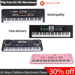 Piano Eletrônico e Microfone Infantil, Instrumento de Teclado, Presentes Musicais, 16 Tons, 10 Ritmos, 6 Músicas Demo, 61 Teclas - Image 1