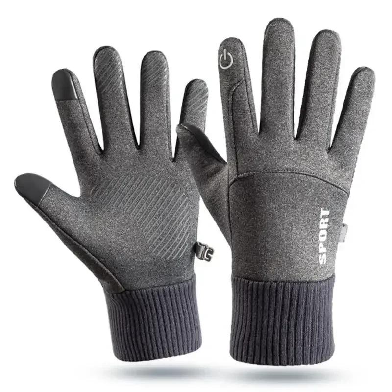 Homens luvas de inverno térmica à prova dwaterproof água ciclismo luvas da motocicleta dedo cheio touchscreen ao ar livre correndo luvas de esqui antiderrapante - Image 1