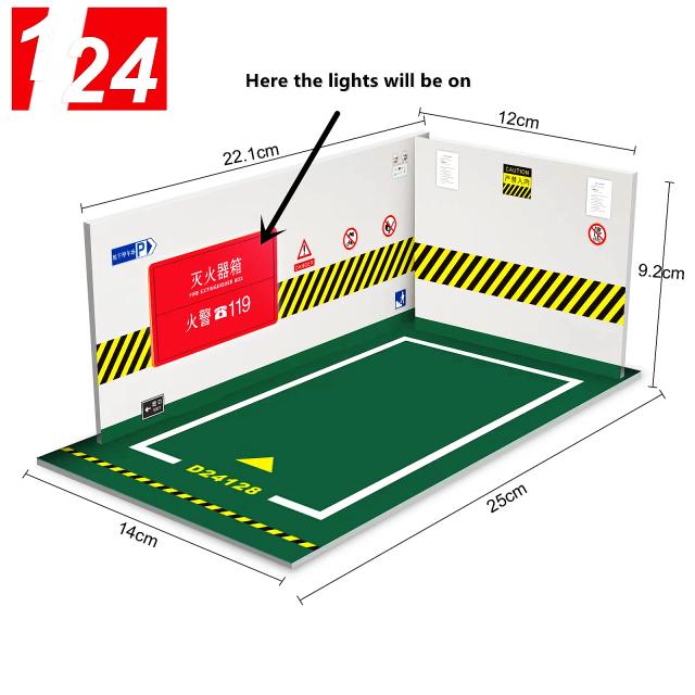 Diorama 1/24 Estacionamento Iluminado para Modelos de Carro em PVC - Cena DIY para Colecionadores de Diecast