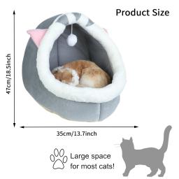 Caverna dobrável removível lavável para animais de estimação, Cama auto-aquecida para gatos e cães pequenos, Cabana confortável, Cama para dormir - Image 6