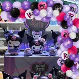Balões temáticos Kawaii Kuromi para crianças, Balão de feliz aniversário, Kit Arco, Decoração de festa, Baby Shower - Image 3