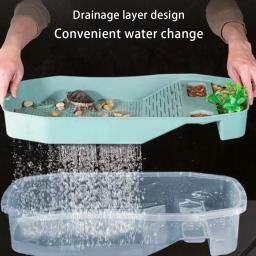 para casa de habitat de tartaruga com piscina de natação inclinada basking de plástico para tanque para répteis - Image 4