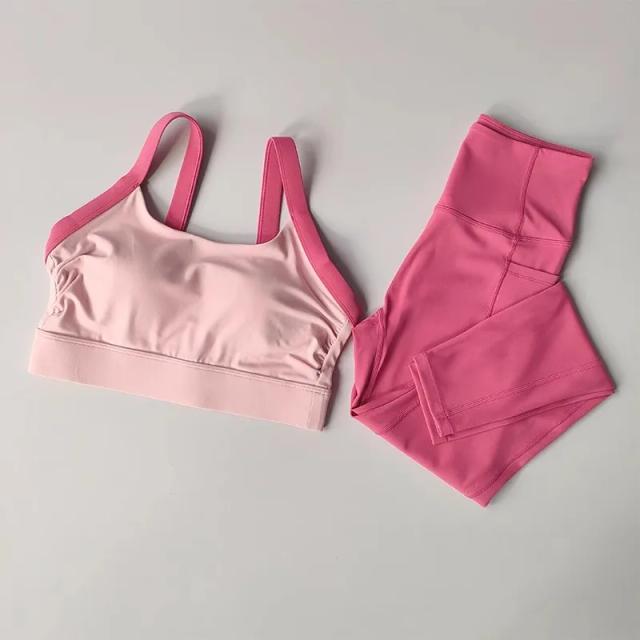 Conjunto Fitness Feminino Secagem Rápida Cross-Back Cintura Alta Levanta Quadril
