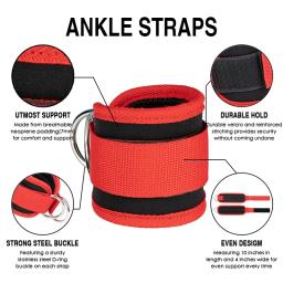 Correias acolchoadas do tornozelo do neopreno ajustável, punhos dobro do anel-D, cinta do treinamento do pé do peso, abdutores de segurança do esporte, correias do Gym - Image 4