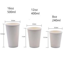 25 conjuntos descartáveis copo de café 8oz 240ml 12oz 400ml 16oz 500ml branco que empacota takeaway copo bebendo com festa de aniversário da tampa - Image 2