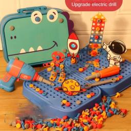 Crianças brinquedos conjunto de ferramentas broca elétrica parafuso porca 3d puzzle brinquedos fingir jogar caixa de ferramentas reparo montagem perfuração brinquedos educativos - Image 4