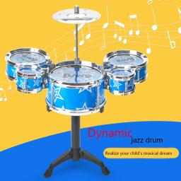 Simulação jazz tambor música com 5 tambores conjuntos de instrumentos musicais brinquedos cymbal varas rock conjunto mão tambor instrumento musical brinquedo - Image 1