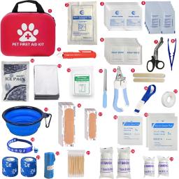 Cão e gato viajando kit de primeiros socorros, suprimentos de emergência, pet manual de primeiros socorros para caminhadas, camping e caça, 127 - Image 2