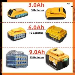 Acessórios para Ferramentas Recarregáveis, Substituição e Carregador, Bateria de Lítio, Dewalt DCB200 DCB184 Series, 18V, 20V - Image 1