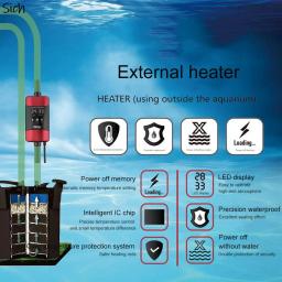 Calefator externo do aquário do aquecimento, termostato automático, tanque de peixes, Rod para a água, 300-1200W, 110V, 220V - Image 3