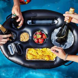 Piscina Float Beer Table Bar, Cooler Table Bar, suporte de copo inflável, telefone Pad, colchão Food Drink Holder - Image 1