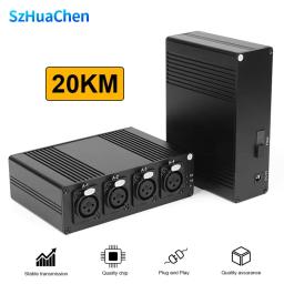 Áudio XLR sobre o extensor da fibra, transceptor da conexão da fibra, fibra ótica do SC do único modo, 20km linha nível, 4 CH equilibrado - Image 1