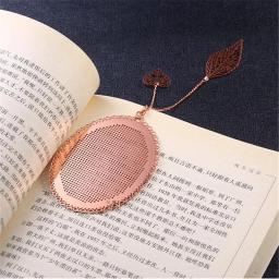 Ornamentos de marcadores de página de metal em estilo chinês, faça você mesmo, ponto cruz, marcadores de livro, oval, cor de cobre vermelho, artesanal, presente de livro - Image 5