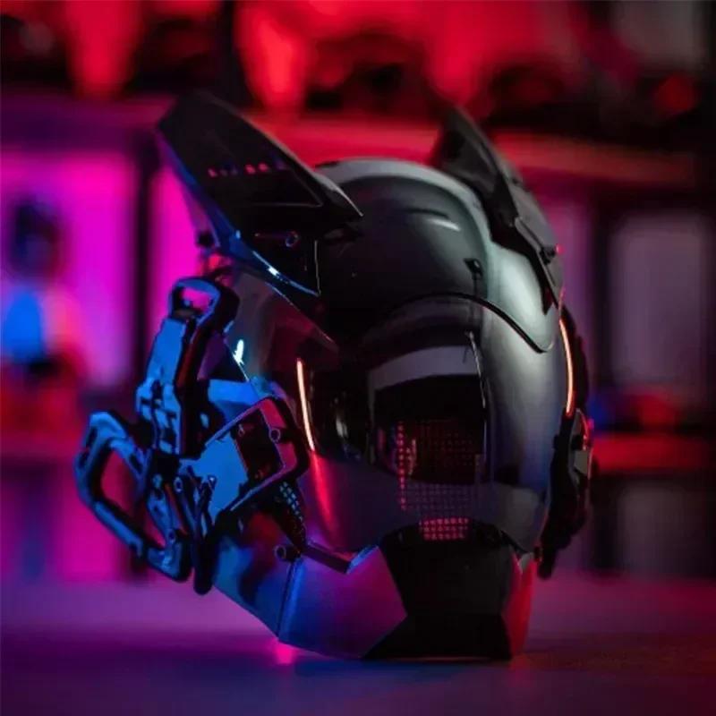 Capacete Cyber Punk com luz LED para crianças, Samurai Robot Tech Shinobi, Special Punk Techwear, máscara cosplay, presentes de Natal, novo - Image 1