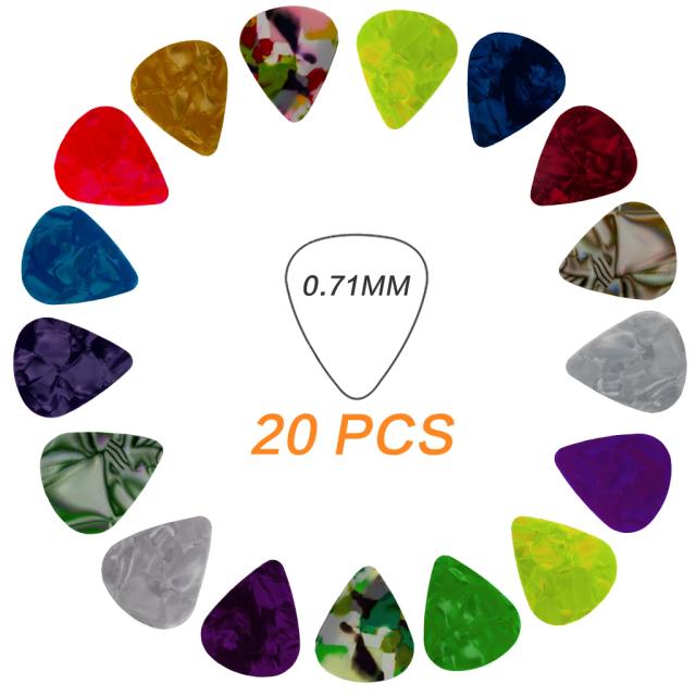 Palhetas de Guitarra Coloridas em Celulóide - Espessuras de 0.46mm, 0.71mm e 0.96mm - Pacotes de 20, 50 ou 100 peças para Guitarra, Baixo e Ukulele