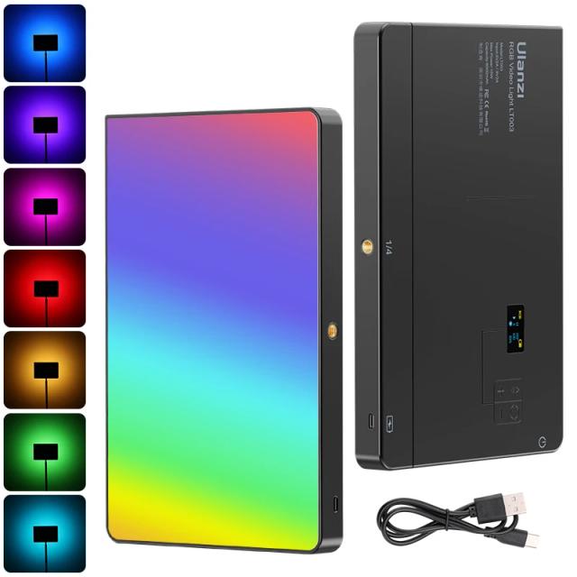 Painel de Luz RGB Ulanzi LT003 com 8000mAh, Intensidade Ajustável de 2500 a 9000K e CRI 95+ para Estúdio Fotográfico e Transmissões ao Vivo