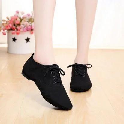 Sapatos de dança femininos com cadarço, sapatilhas esportivas macias, tênis de ginástica fitness para adultos e crianças, tamanho 26 a 45, tecido, 2024 - Image 1