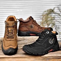 Botas de alpinismo de couro impermeável, resistente ao desgaste, luxuoso, quente, ao ar livre, trabalho, caminhada, botas de neve, alta qualidade, inverno - Image 6