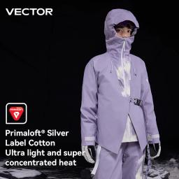 VECTOR Jaqueta de esqui de algodão parcial 3L para homens e mulheres, à prova de vento e à prova d'água, nylon, borracha de pressão total, roupas de esqui ao ar livre - Image 3