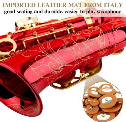 Saxofone Eb Alto vermelho para iniciantes e adultos, latão E Flat, saxofone tipo chave, instrumento de sopro com estojo, alça, peças de luva - Image 6