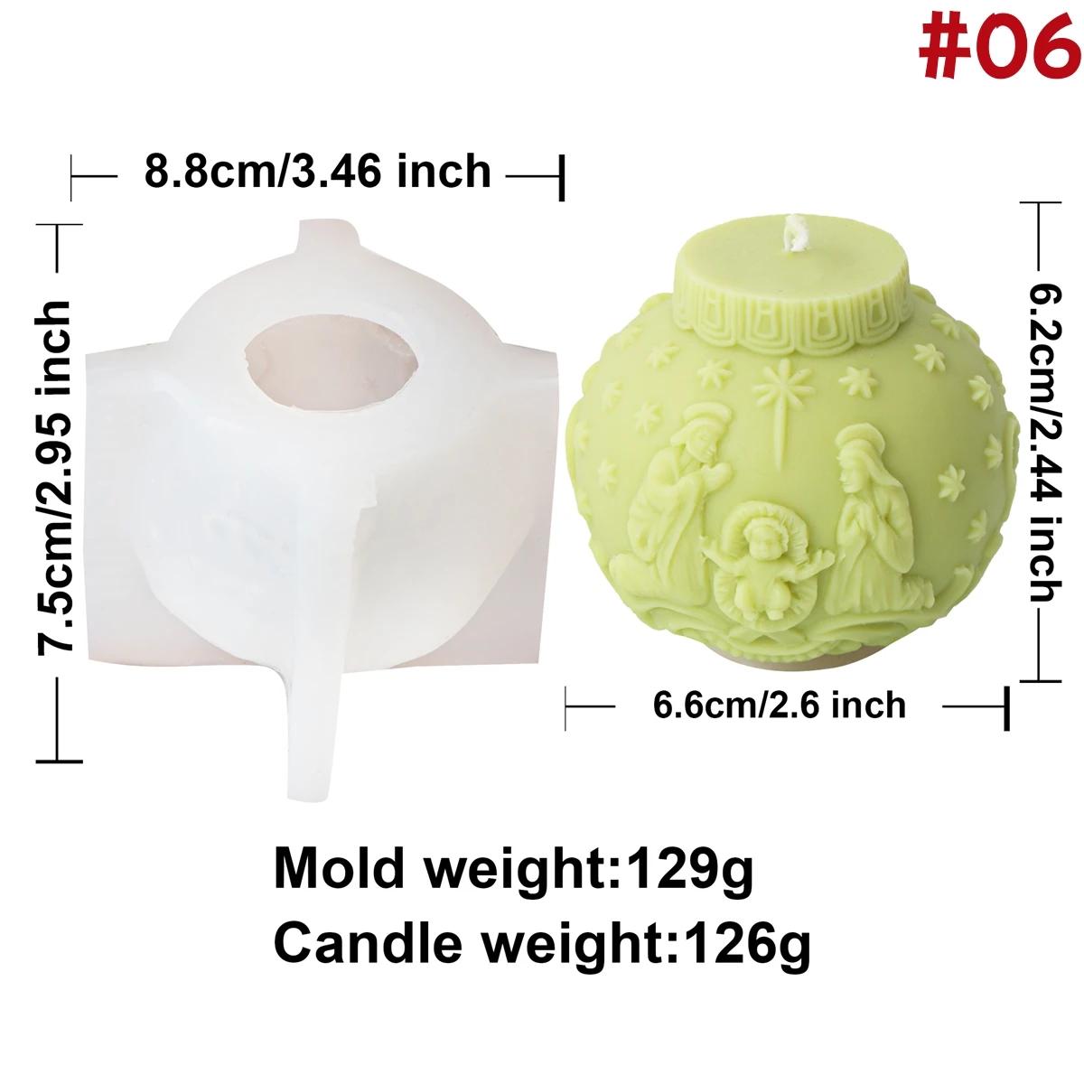 3d bola de natal vela molde de silicone diy em relevo lanterna bola vela perfumada fazendo molde natal elk concreto gesso molde - Image 1