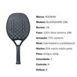 Raquete De Beach Tennis HOOWAN Blackshark Profissional Beach Tennis Racket De Praia 22mm Superfície Áspera com Capa - Image 2