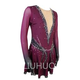 LIUHUO-Personalizado Traje De Desempenho De Patinação Artística para Meninas, Competição Grading Saia, Terno Gradiente Vermelho - Image 3