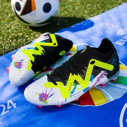 Tênis de futebol antiderrapante masculino, chuteiras de gramado de alta qualidade para crianças, botas de futebol TF e FG, 35-45 - Image 2
