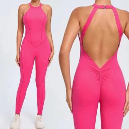 Conjunto de legging treino de ioga para mulheres, bodysuit fitness, esportes siameses, treino de ginástica, macacão único, roupa ativa, fivela no pescoço, 2021 - Image 1