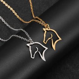 Colares de aço inoxidável cavalo colar oco animal colares pingente para mulher unisex bonito jóias presente aniversário - Image 3