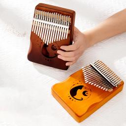 17 teclas kalimba cor gradiente design polegar piano mogno corpo de madeira instrumentos musicais com aprendizagem livro afinação martelo - Image 3