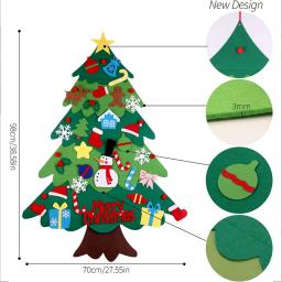 Diy feltro conjunto de árvore de natal decorações de natal pendurado na parede ornamentos presentes para crianças decorações de porta de casa de natal - Image 3