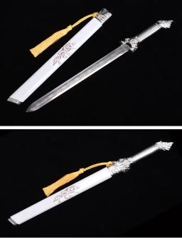 Espada de aço inoxidável chinês, lâmina cozida, qualidade artesanal real, lobo cinzento, estilo curto, impressão a laser, Jian - Image 3