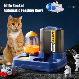 Cat Food Refill Bowl, pequeno foguete, alimentação automática, alimentador de água, grande capacidade, Semi sombra proteger, pescoço coluna, Pet Puppy Supplies - Image 1