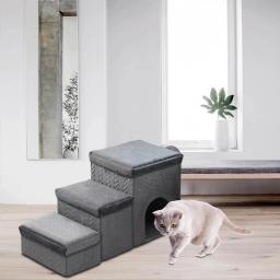 Escada dobrável para cães com camas altas para cães Escada de escalada confortável Resistente ao desgaste Pet durável, 3 escadas para cães - Image 2
