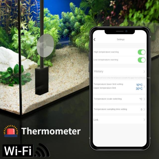 Termômetro Inteligente para Aquário com Conexão Wi-Fi e Alta Precisão de Medição de Temperatura da Água