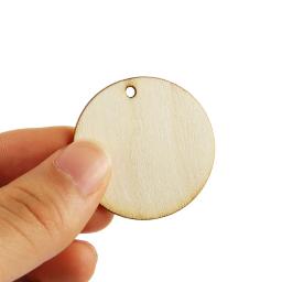 Natural Forma Redonda Ornamento De Madeira, Pedaço De Madeira De Scrapbooking, Pingente De Suspensão, Artesanato Artesanal, Decoração De Casa, DIY, 50Pcs - Image 3
