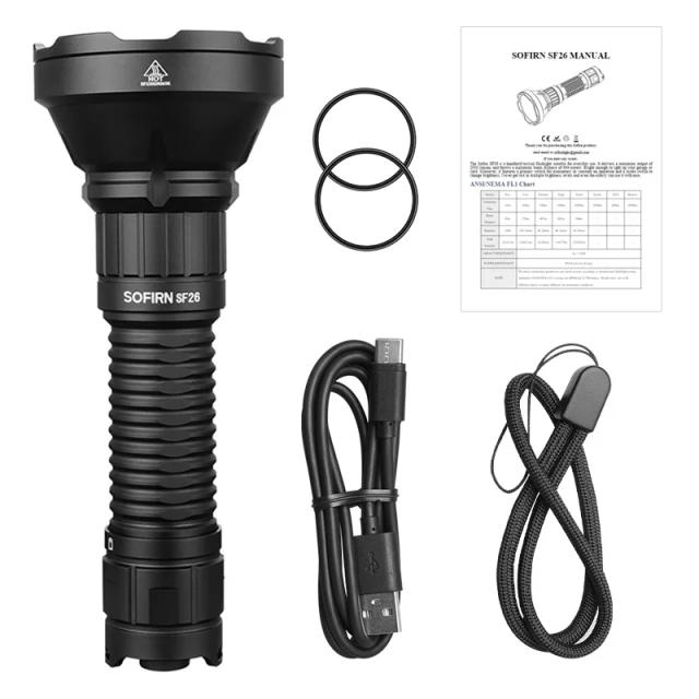 Lanterna Tática Recarregável Sofirn EDC SF26: Potente Luz LED 2000lm para Camping e Caminhadas, Portátil e Resistente à Água IPX-8, Bateria 21700 com Tipo-C