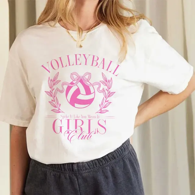 Camiseta Feminina de Manga Curta Retrô para Praia e Voleibol - Moda Unissex para Verão