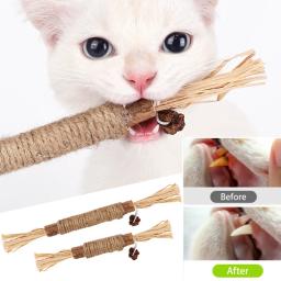 Raffia Chew Toy para Gatos, Silvervine Mastigar Vara, Kitty Polygonum, Grama, Pet Supplies, 1 Pc, Brinquedo De Mordida Do Gato, Limpeza De Dentes - Image 5