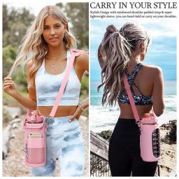Bolsa Motivacional de Garrafas de Água com Alça, Tampas de Grande Capacidade, Esportes ao ar livre, Fitness, Ginásio, Treino, 2L - Image 3