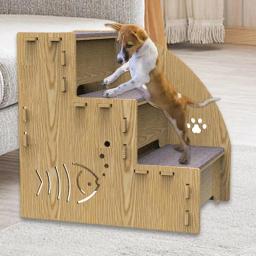 Escada de madeira para sofá, 3-Step, escada para gatos de cama, cão equilibrado, rampa interna, antiderrapante, adequada para cães pequenos - Image 3