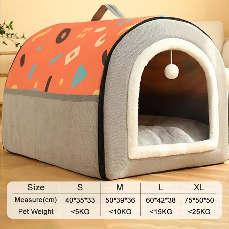 Cama lavável removível para cães e gatos, casa geométrica aconchegante, ninho quente, tapete para cães de médio e grande porte, artigos para animais, inverno - Image 1