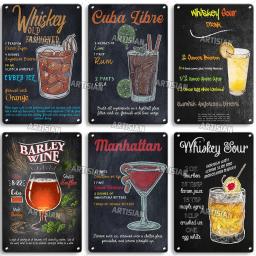 Artisiano vintage cocktail metal estanho sinal placa decorativa retro cartaz de metal casa homem caverna café decoração da parede sinais velhos sinais de metal - Image 2